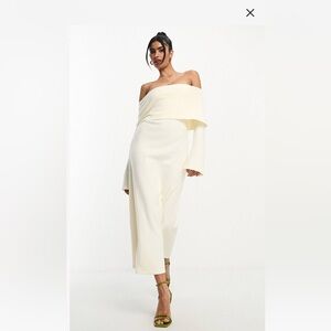 ASOS Off-Shoulder Cream Maxi Dress